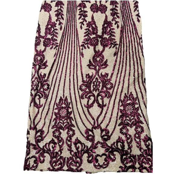 Handmade Multicolor Purple Pink Ivory Sequin Short Sleeve Sheath Dress Sz Small - Picture 2 of 11